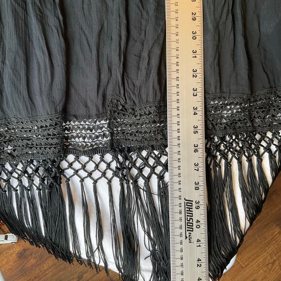 Adam Levine Women Cardigan size L Open Front Long Sleeve Rayon Boho Tassel Black - Picture 3 of 9